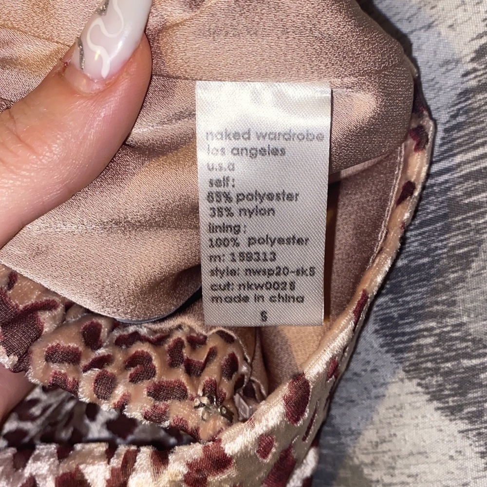 NWOT NAKED WARDROBE suede leopard print ruffle mini skirt - Picture 9 of 9